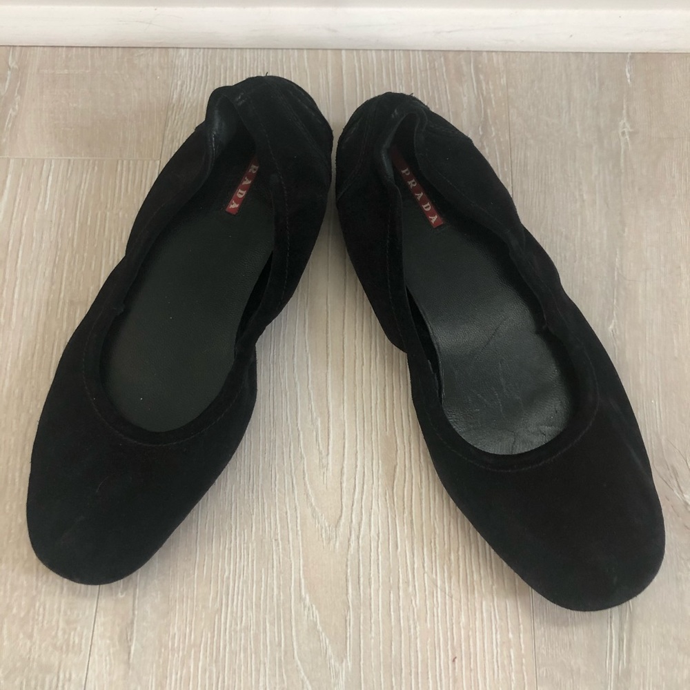 PRADA Black Suede Driver Loafers Sz 37 Comfy/Cute!